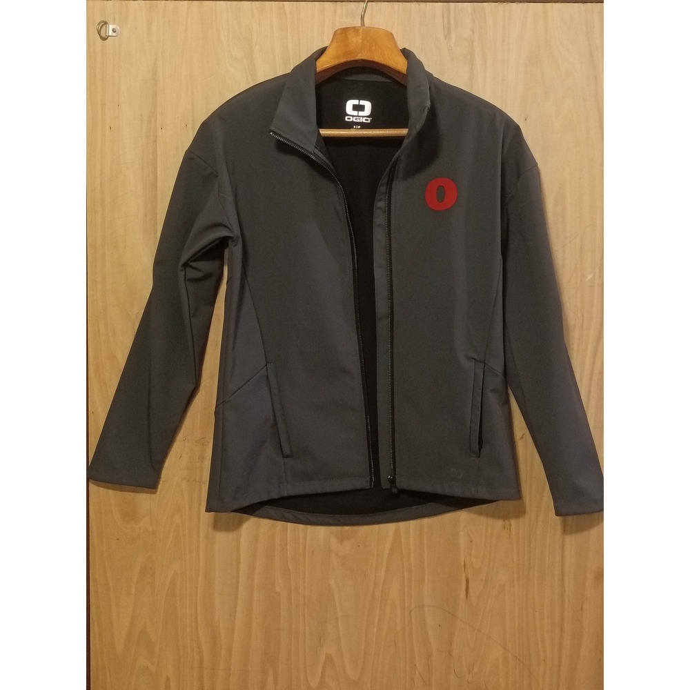 OGIO Gray Softshell Full Zip Jacket Small Red Logo Performance Outerwear NEW